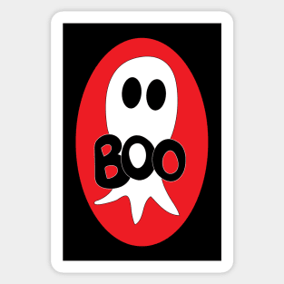 Cute Halloween ghost cartoon with BOO text Sticker